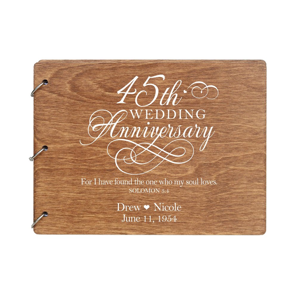 LifeSong Milestones Personalized 45th Wedding Anniversary Guest Book for Couple 45 Years of Marriage Celebration, Wooden Walnut Signature Registry Guest Book for Forty Fifth Wedding (Walnut)
