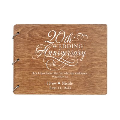 LifeSong Milestones Personalized 20th Wedding Anniversary Guest Book for Couple 20 Years of Marriage Celebration, Wooden Walnut Signature Registry Guest Book for Twentieth Wedding (Walnut)