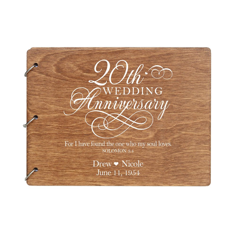LifeSong Milestones Personalized 20th Wedding Anniversary Guest Book for Couple 20 Years of Marriage Celebration, Wooden Walnut Signature Registry Guest Book for Twentieth Wedding (Walnut)