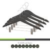 All Hung Up Hangers Slim Wood Hangers with Clips  Non-Slip Space Saving Clothes Hangers for Pants, Skirts & Coats, Heavy Duty Solid Wood, (High Gloss Mahogany, 24) view 2