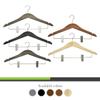 All Hung Up Hangers Slim Wood Hangers with Clips  Non-Slip Space Saving Clothes Hangers for Pants, Skirts & Coats, Heavy Duty Solid Wood, (High Gloss Mahogany, 24) view 3