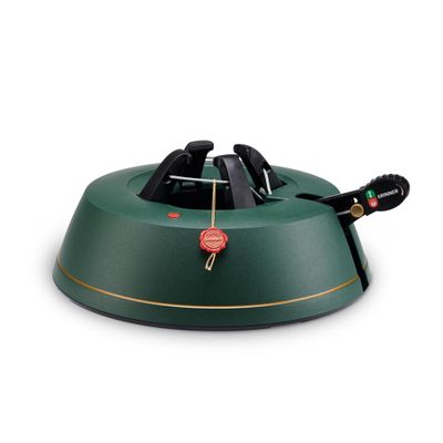 Krinner Christmas Tree Genie Small - Green Stand - Original Single Cable Operation, Holds up to 6 Ft Live Trees - Foot Pedal Setup & Water Reservoir with Level Indicator - German Made