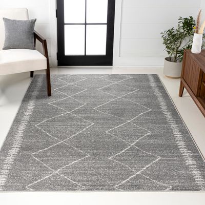 JONATHAN Y Zaina Moroccan Beni Souk Gray/Cream Indoor Area Rug, 8x10, Contemporary, Modern, Easy-Cleaning for Living Room, Bedroom, Kitchen, Pet Friendly, Non-Shedding (MOH203C-8)