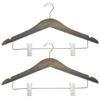 All Hung Up Hangers Slim Wood Hangers with Clips  Non-Slip Space Saving Clothes Hangers for Pants, Skirts & Coats, Heavy Duty Solid Wood, (Ash Grey, 24 Pack) view 1