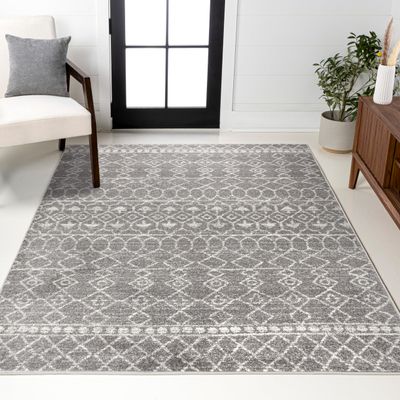JONATHAN Y Izil Moroccan Beni Souk Gray/Cream Indoor Area Rug, 8x10, Bohemian, Scandinavian, Easy-Cleaning for Living Room, Bedroom, Kitchen, Pet Friendly, Non-Shedding (MOH209B-8)