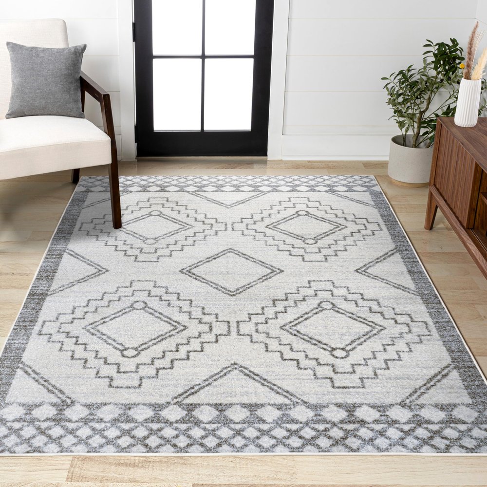 JONATHAN Y Amir Moroccan Beni Souk Cream/Gray Indoor Area Rug, 8x10, Bohemian, Scandinavian, Easy-Cleaning for Living Room, Bedroom, Kitchen, Pet Friendly, Non-Shedding (MOH200B-8)