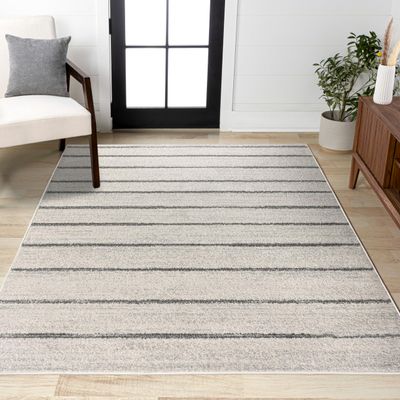 JONATHAN Y Williamsburg Minimalist Stripe Cream/Gray Indoor Area Rug, 5x8, Contemporary, Modern, Easy-Cleaning for Living Room, Bedroom, Kitchen, Pet Friendly, Non-Shedding (MOH201A-5)