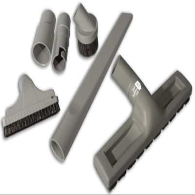 ALL PARTS ETC. 1.25" Gray Vacuum Attachment Kit (1-3/8" & 1-1/2") Floor & Dust Brush, Upholstery & Crevice Tool, Compatible with Shop Vacuum, Miele, Eureka, Kirby, Hoover & More
