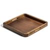 Kalmar Home Acacia Wood Square Serving Tray, 14" x 14" x 2" view 1