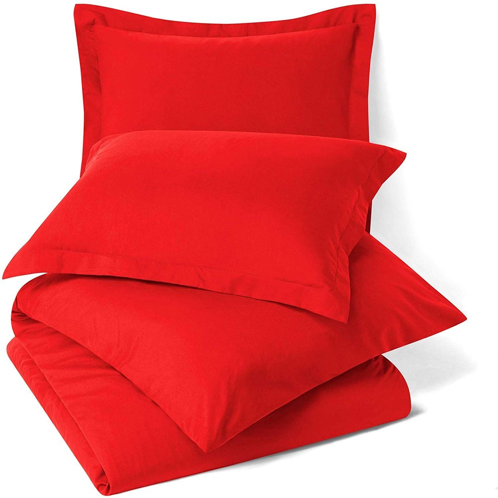 100% Egyptian Cotton 3Pc Duvet Set, King Size - 3Pc (1pc Duvet Cover + 2Pc Pillowcases), Hotel Quality 800 TC, 600 GSM,Cherry Red, (90"x102")