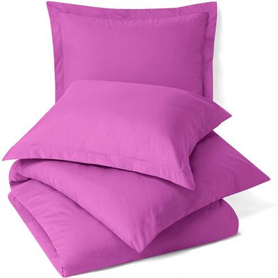 100% Egyptian Cotton 3Pc Duvet Set, King Size - 3Pc (1pc Duvet Cover + 2Pc Pillowcases), Hotel Quality 800 TC, 600 GSM,Radiant Orchid Purple, (90"x102")