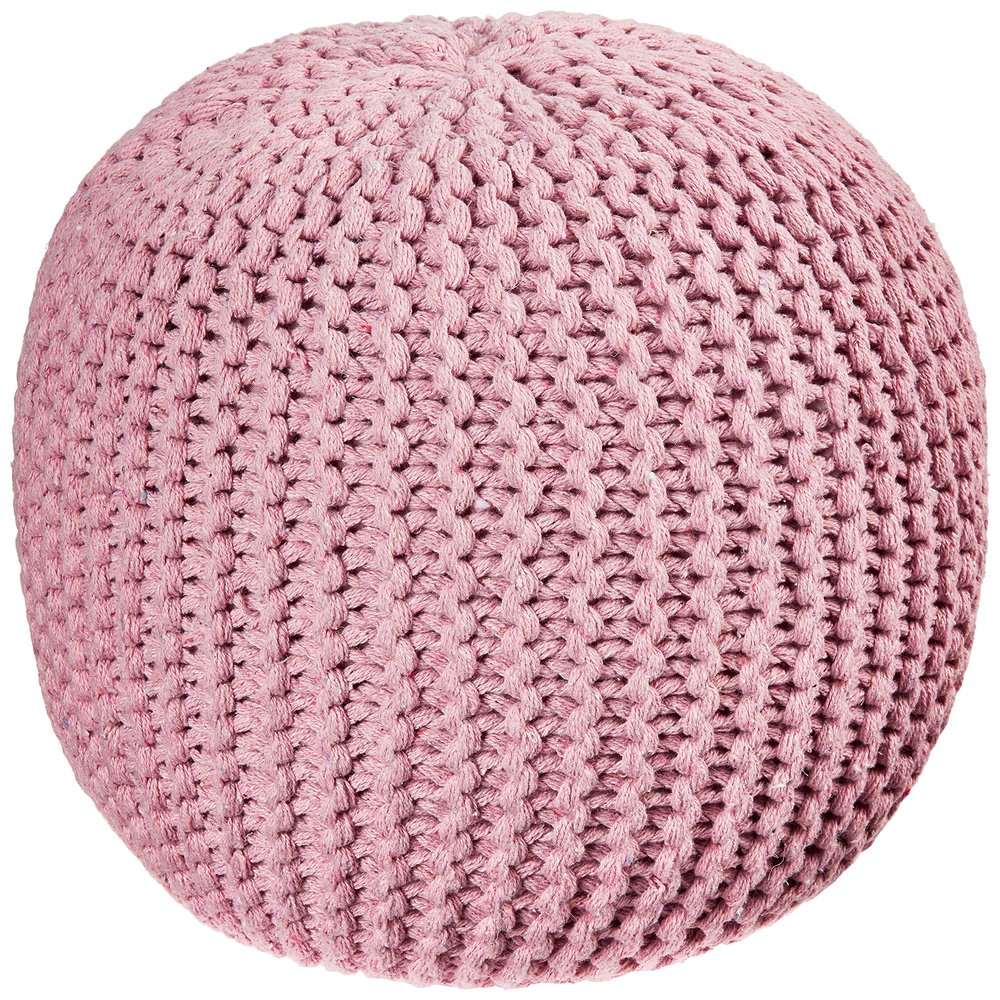 Urban Lifestyle Round Knit Pouf, Light Pink