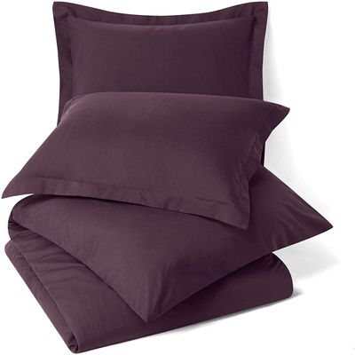 100% Egyptian Cotton 3Pc Duvet Set, King Size - 3Pc (1pc Duvet Cover + 2Pc Pillowcases), Hotel Quality 800 TC, 600 GSM,Purple Eggplant, (90"x102")
