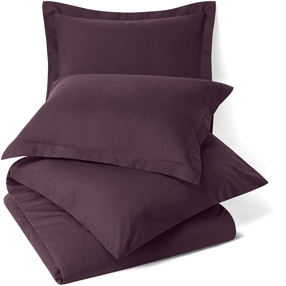 100% Egyptian Cotton 3Pc Duvet Set, King Size - 3Pc (1pc Duvet Cover + 2Pc Pillowcases), Hotel Quality 800 TC, 600 GSM,Purple Eggplant, (90"x102")