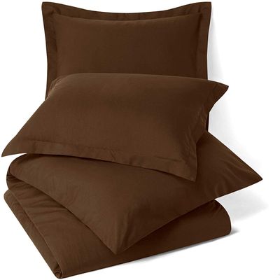 100% Egyptian Cotton 3Pc Duvet Set, King Size - 3Pc (1pc Duvet Cover + 2Pc Pillowcases), Hotel Quality 800 TC, 600 GSM,Chocolate Brown, (90"x102")