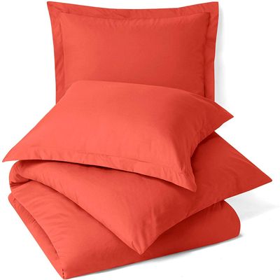Bedding Castle 100% Egyptian Cotton 3Pc Comforter Duvet Set, Full Size - 3Pc (1pc Comforter Duvet Cover + 2Pc Pillowcases), Hotel Quality 800 TC, 600 GSM,Orange, (90"x90")