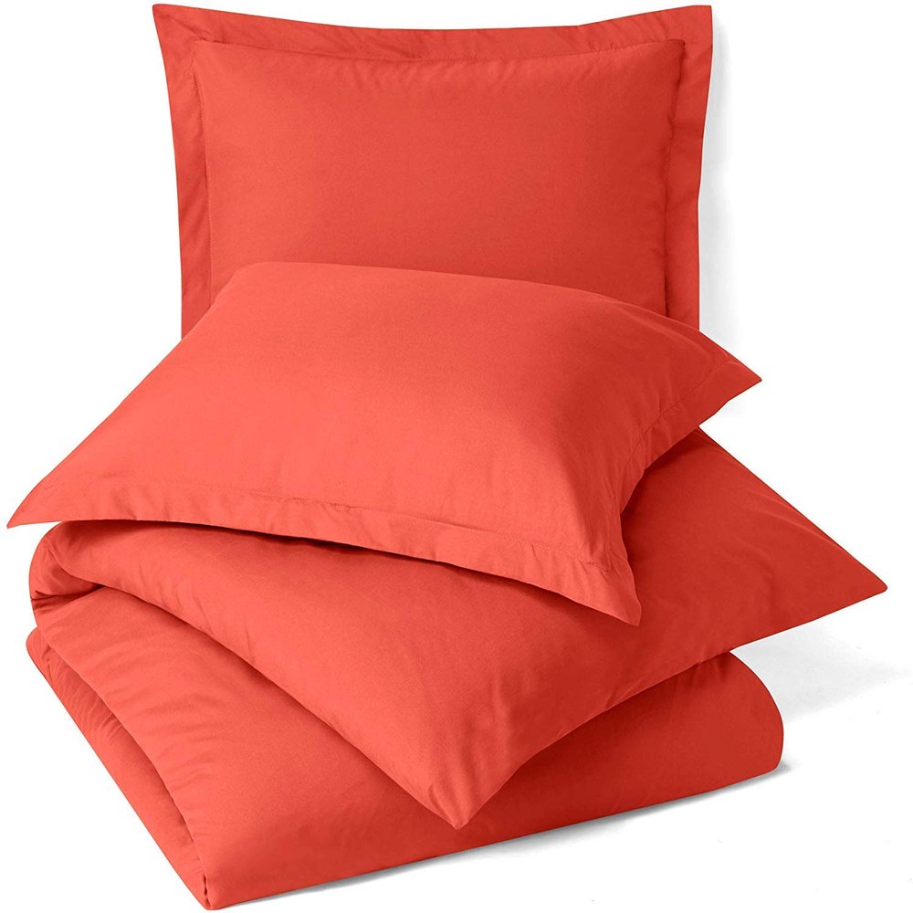 Bedding Castle 100% Egyptian Cotton 3Pc Comforter Duvet Set, Full Size - 3Pc (1pc Comforter Duvet Cover + 2Pc Pillowcases), Hotel Quality 800 TC, 600 GSM,Orange, (90"x90")