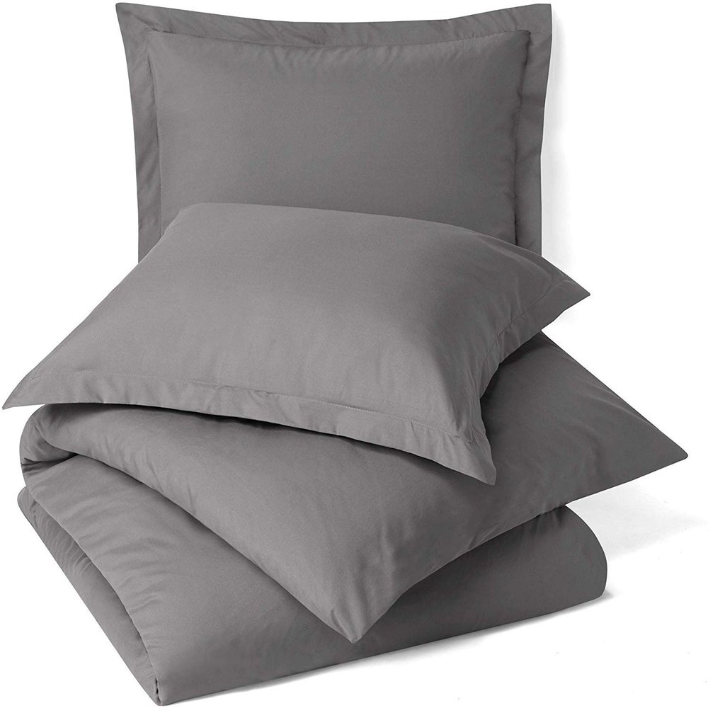 100% Egyptian Cotton 3Pc Duvet Set, King Size - 3Pc (1pc Duvet Cover + 2Pc Pillowcases), Hotel Quality 800 TC, 600 GSM,Stone Gray, (90"x102")
