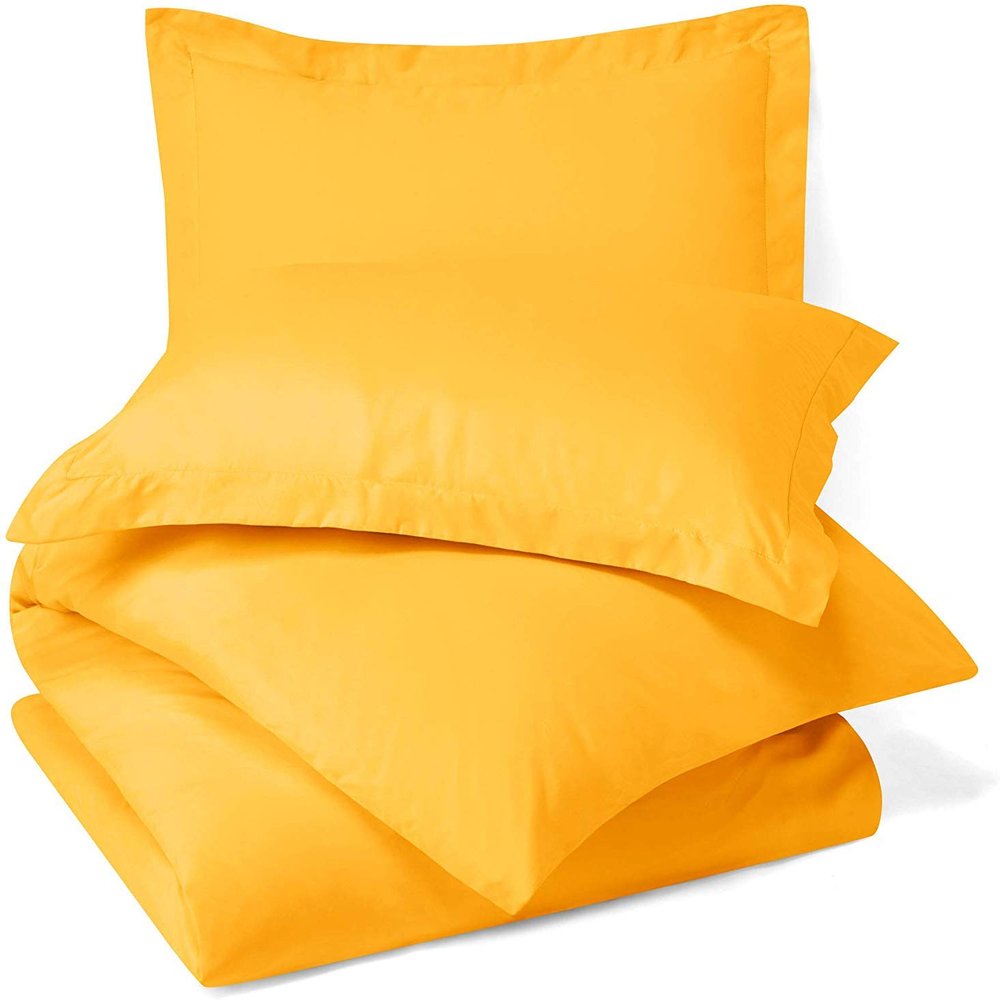 100% Egyptian Cotton 3Pc Duvet Set, King Size - 3Pc (1pc Duvet Cover + 2Pc Pillowcases), Hotel Quality 800 TC, 600 GSM,Yellow, (90"x102")