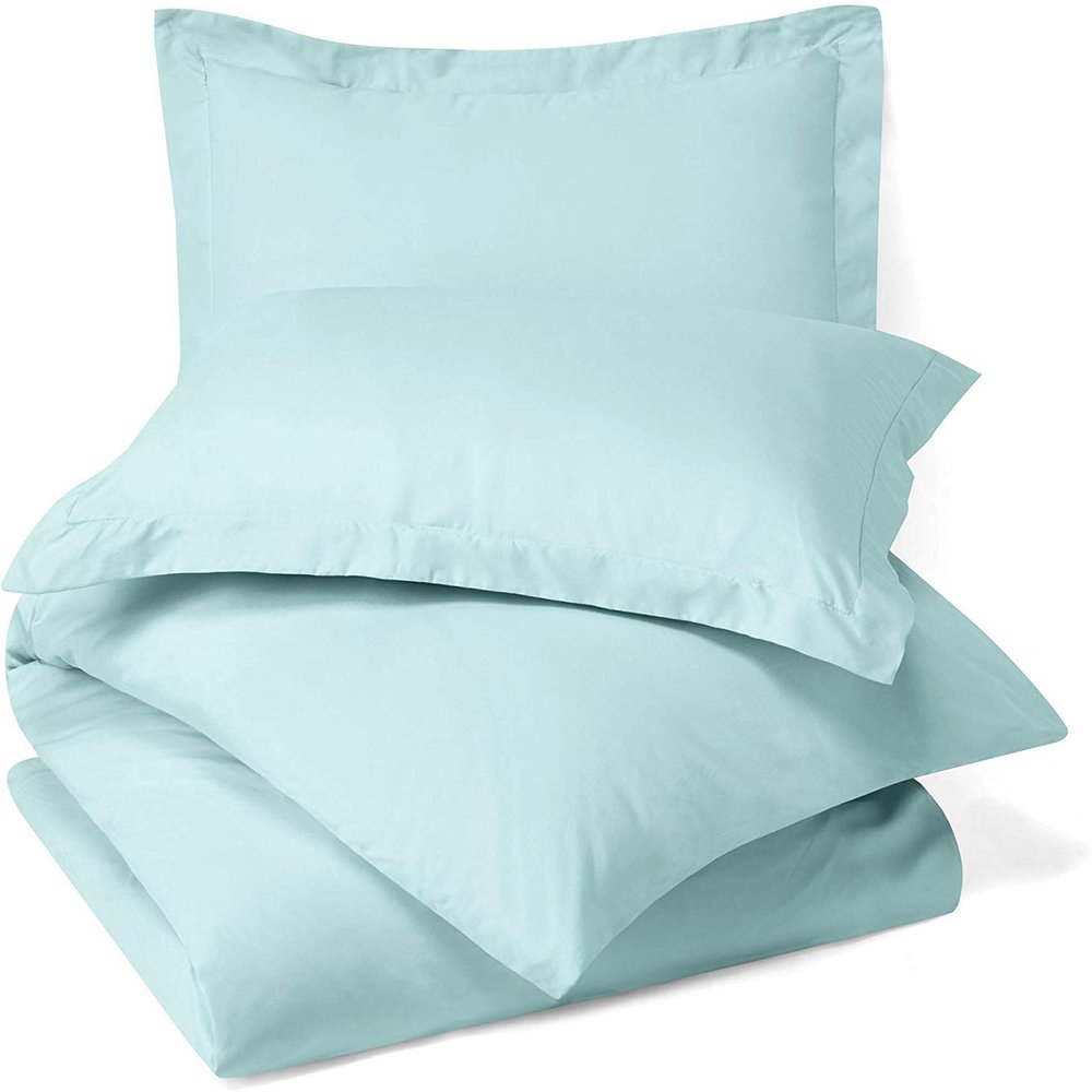 100% Egyptian Cotton 3Pc Duvet Set, King Size - 3Pc (1pc Duvet Cover + 2Pc Pillowcases), Hotel Quality 800 TC, 600 GSM,Light Baby Blue, (90"x102")