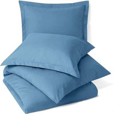 100% Egyptian Cotton 3Pc Duvet Set, King Size - 3Pc (1pc Duvet Cover + 2Pc Pillowcases), Hotel Quality 800 TC, 600 GSM,Blue Heaven, (90"x102")
