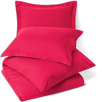 100% Egyptian Cotton 3Pc Duvet Set, King Size - 3Pc (1pc Duvet Cover + 2Pc Pillowcases), Hotel Quality 800 TC, 600 GSM,Hot Pink, (90"x102")