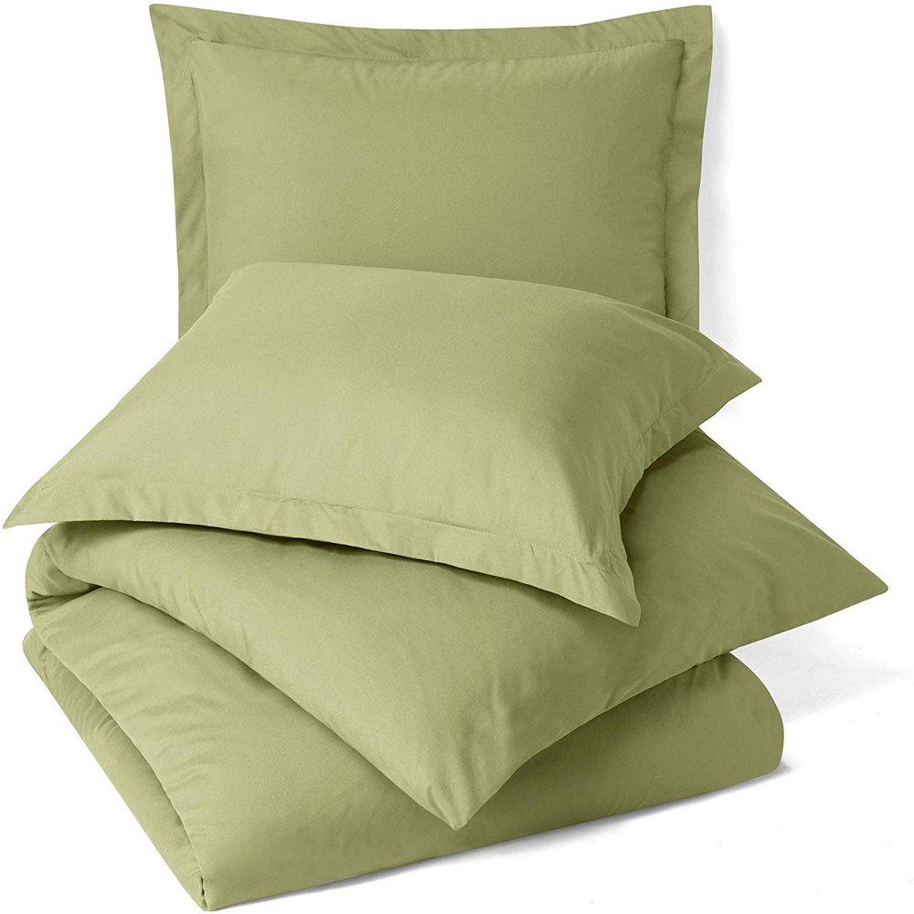 100% Egyptian Cotton 3Pc Duvet Set, King Size - 3Pc (1pc Duvet Cover + 2Pc Pillowcases), Hotel Quality 800 TC, 600 GSM,Sage Olive Green, (90"x102")
