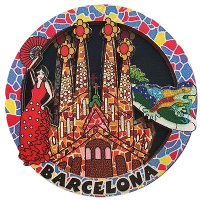 Barcelona Spain Wood Fridge Magnet Travel Souvenir Gift Collection Home Kitchen Decoration Magnetic Sticker, Barcelona Spain Refrigerator Magnet