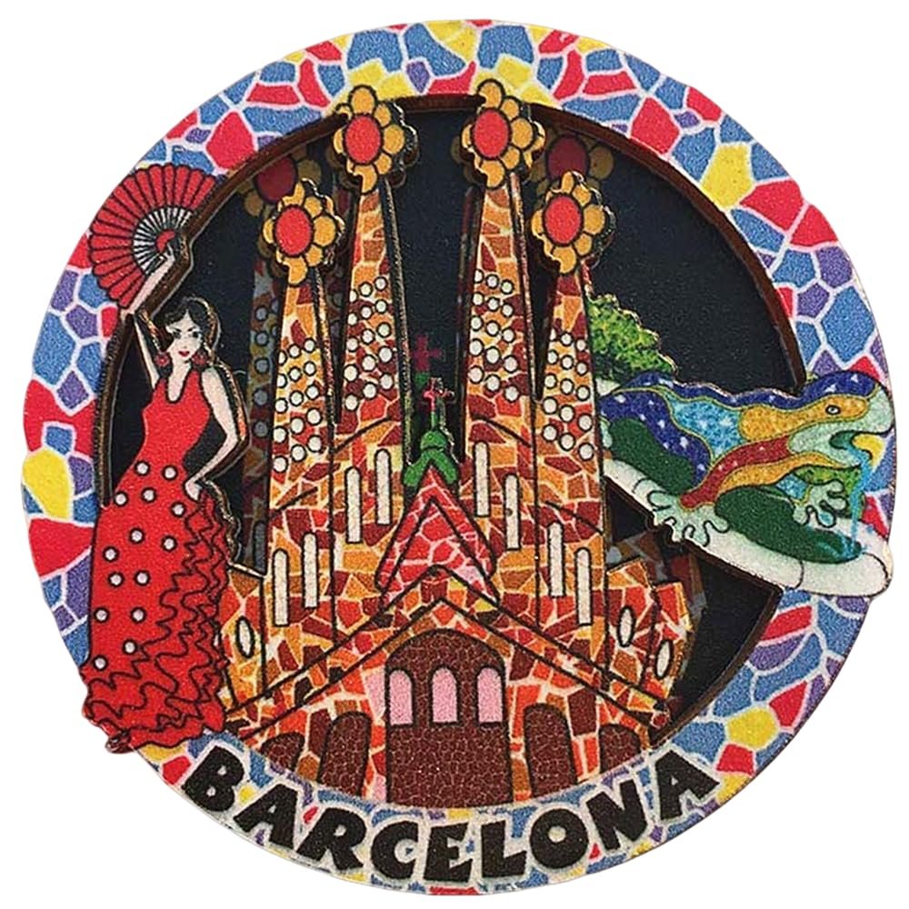 Barcelona Spain Wood Fridge Magnet Travel Souvenir Gift Collection Home Kitchen Decoration Magnetic Sticker, Barcelona Spain Refrigerator Magnet