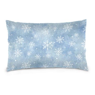 ALAZA Blue Gradient Background and Snowflakes Vintage Pillowcase Cotton Lint Pillow Case Sham with Zipper for Bedroom Living Room Home Decor 20x26 inches