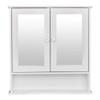 Byya Bathroom Wall Mounted Cabinet with Double Mirrors Doors and Adjustable Shelf,Bedroom Kitchen Wooden Storage Cabinets Organizer,White Finish view 1