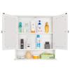 Byya Bathroom Wall Mounted Cabinet with Double Mirrors Doors and Adjustable Shelf,Bedroom Kitchen Wooden Storage Cabinets Organizer,White Finish view 3