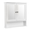 Byya Bathroom Wall Mounted Cabinet with Double Mirrors Doors and Adjustable Shelf,Bedroom Kitchen Wooden Storage Cabinets Organizer,White Finish view 4