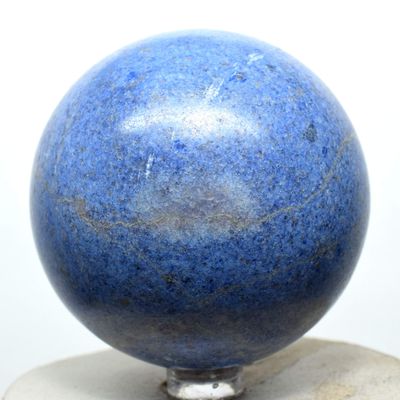 2.75" Peruvian Blue Dumortierite Sphere Natural Sparkling Quartz Mineral Polished Crystal Decor Stone Ball + Stand