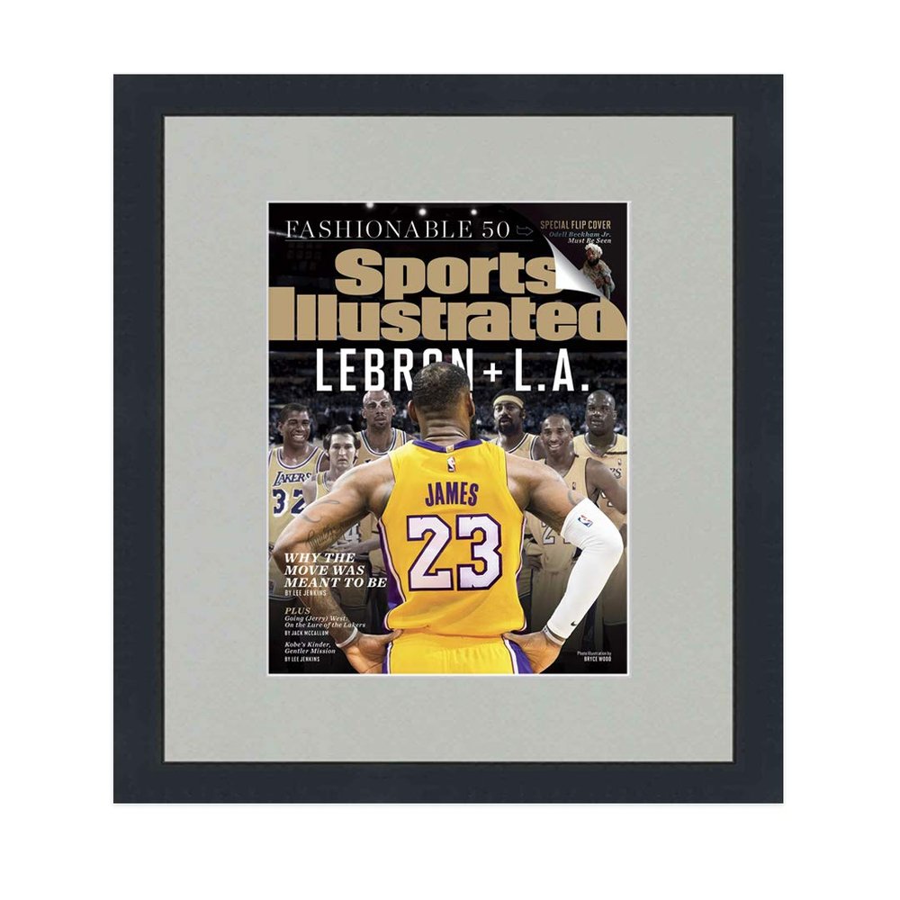 CountryArtHouse Sports Illustrated (94-Current) Magazine Display Solid Wood Frame - Acrylic, Backing, and Gray Mat - Fits Magazine Sized 8" x10 1/2"