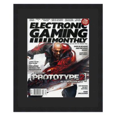 CountryArtHouse Electronic Gaming Monthly EGM Magazine Solid Wood Frame - Acrylic, Backing, and Black Mat - Display Any Magazine Measuring 10x12