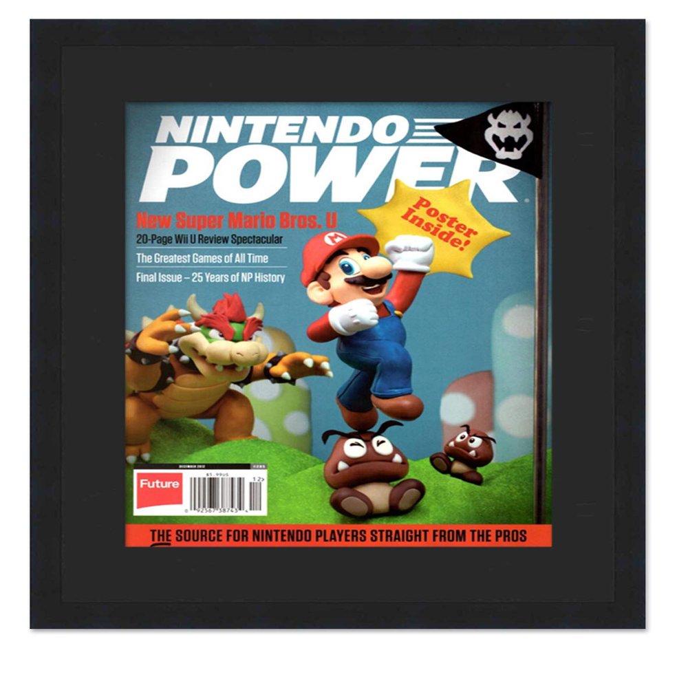 CountryArtHouse Nintendo Magazine Solid Wood Picture Frame - Complete with Acrylic, Backing, and Black Mat - Display Magazines Measuring 8" x 11"