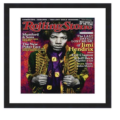 CountryArtHouse Rolling Stone Magazine Display Solid Wood Frame (pub.10/08-6/18) Acrylic, Backing, and White Mat - Fits Magazines Sized 8" x 11"