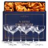 Vintage Crystal Champagne Coupe Glasses | Set of 6 | 4-5 oz Classic Cocktail Glassware - Martini, Manhattan, Cosmopolitan, Sidecar, Daiquiri | 1920s Speakeasy Retro Style Saucers | Storage Box view 1