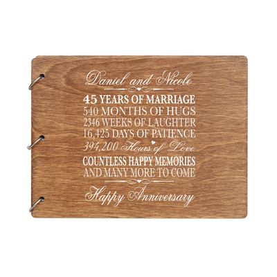 LifeSong Milestones Personalized 45th Wedding Anniversary Guest Book for Couple 45 Years of Marriage Celebration, Wooden Walnut Signature Registry Guest Book for Forty Fifth Wedding (Walnut)