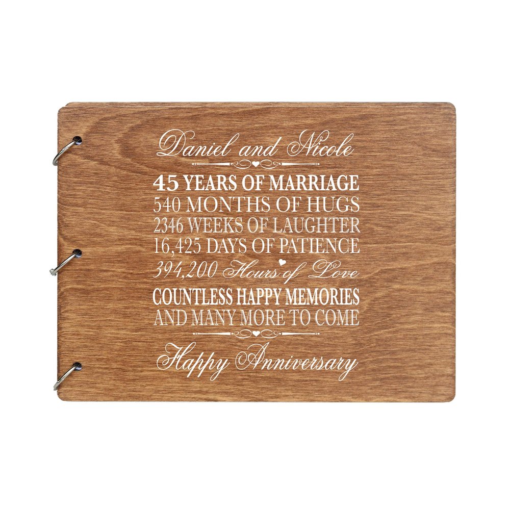 LifeSong Milestones Personalized 45th Wedding Anniversary Guest Book for Couple 45 Years of Marriage Celebration, Wooden Walnut Signature Registry Guest Book for Forty Fifth Wedding (Walnut)