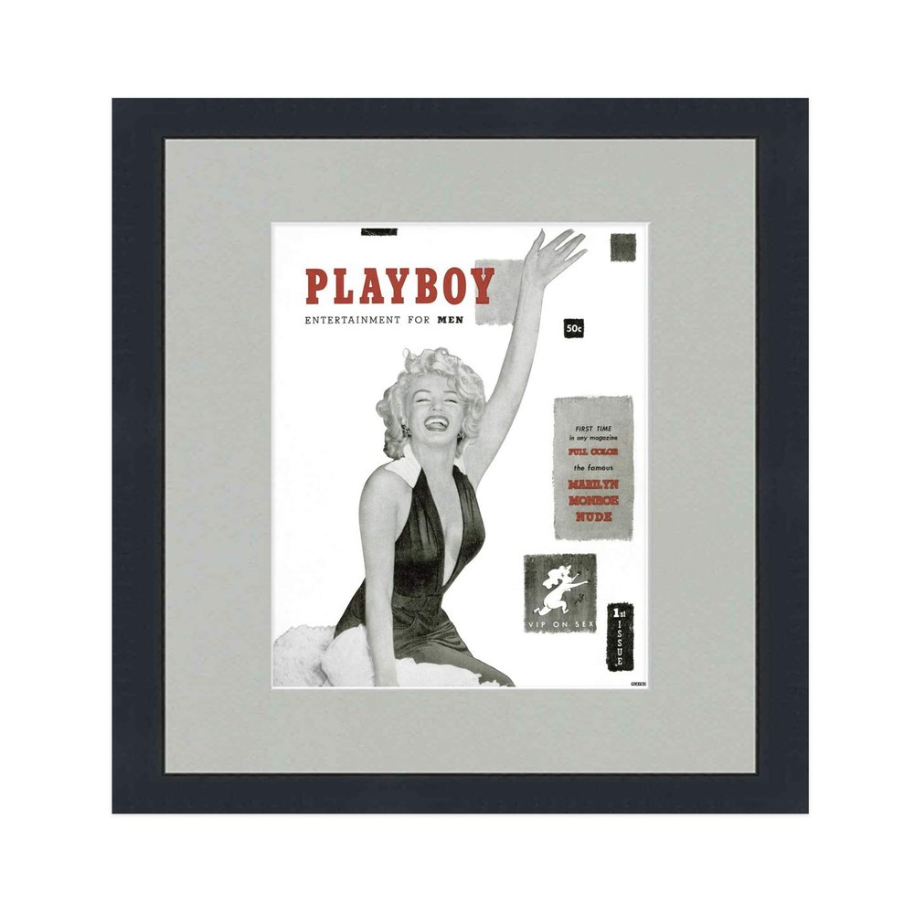 Playboy Magazine Modern Solid Wood Picture Frame - Acrylic, Backing, and Grey Mat - Showcase Any Magazine Measuring 8 1/4" x10 7/8"