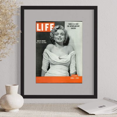 CountryArtHouse LIFE Magazine Solid Wood Picture Frame For Medium Sized 10.5" x 14" | Gray Mat 3" Wide for Outer Frame Size 13.5x17