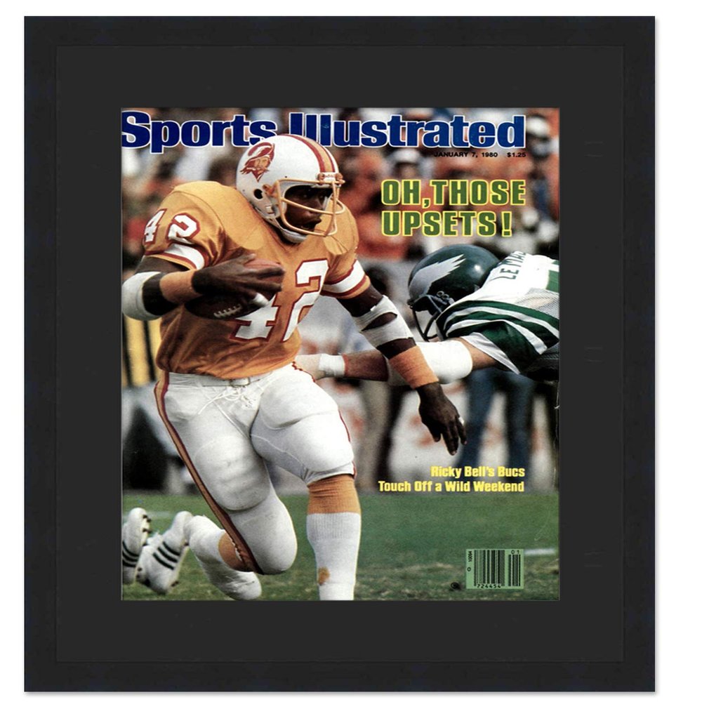 CountryArtHouse Sports Illustrated (1980's) Magazine Display Solid Wood Frame - Acrylic, Backing, and Black Mat - Fits Magazine Size 8 1/8" x10 7/8"
