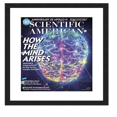 CountryArtHouse Scientific American Magazine Solid Wood Frame - Complete with Acrylic, Backing, and White Mat - Display Magazines Sized 8"x11"