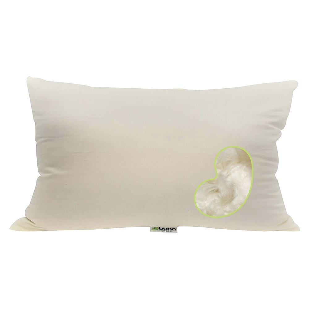 Bean Products Euro Size Premium Kapok Pillow - Breathable, Eco-Friendly and Durable Organic Cotton Fabric Neck Pillow - Soft and Supportive for Neck Support and Comfort - Made in The USA, 14" x 22"