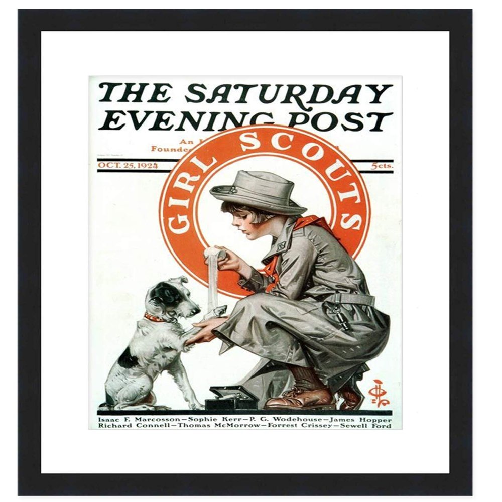 Saturday Evening Post Magazine Display Solid Wood Frame - UV Acrylic, Backing, and White Mat - Fits Magazines Sized 10.75" x 13.75"