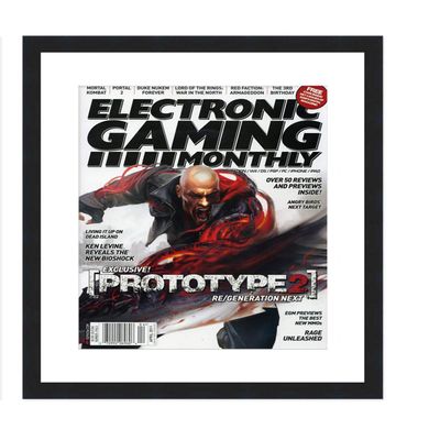 CountryArtHouse Electronic Gaming Monthly EGM Magazine Solid Wood Frame - Acrylic, Backing, and White Mat - Display Any Magazine Measuring 10x12