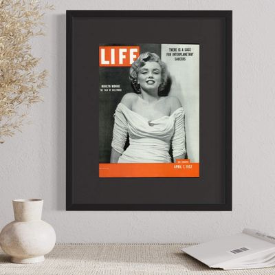 CountryArtHouse LIFE Magazine Solid Wood Picture Frame for Media Sized 10.5" x 13.5" | Black Mat 3" wide | Outer Frame Size 14x17