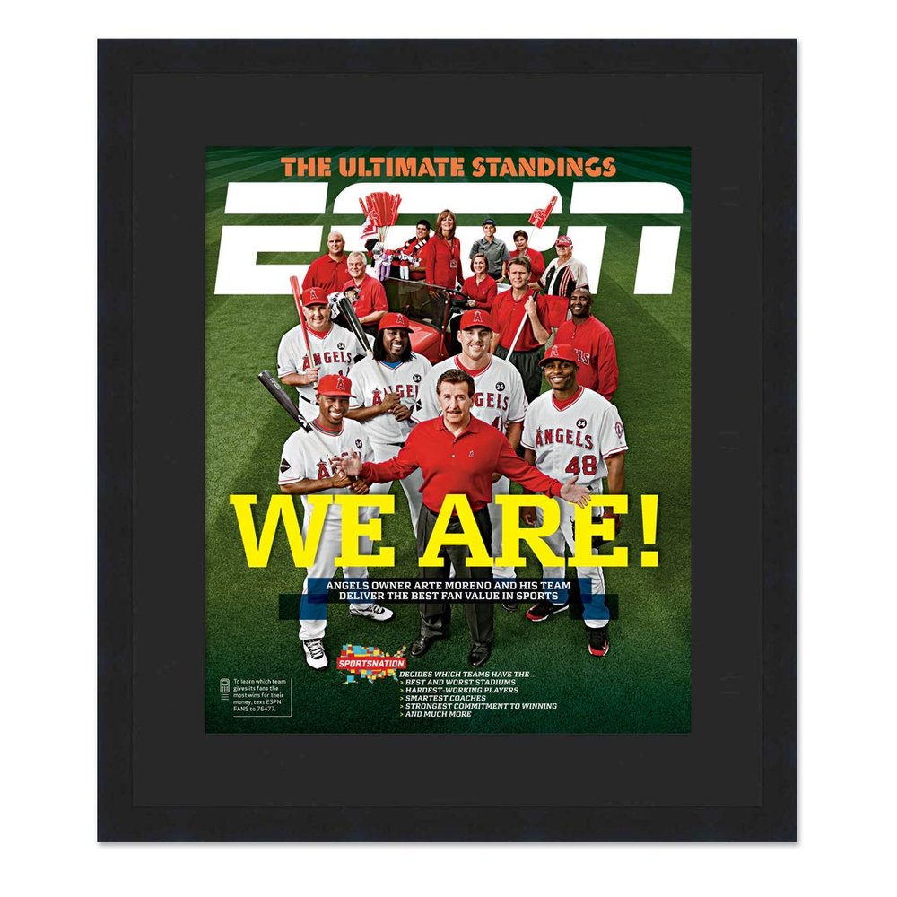 CountryArtHouse ESPN Magazine Display Solid Wood Frame - Complete with Acrylic, Backing, and Black Mat - Fits Any Magazine Measuring 10" x 12"